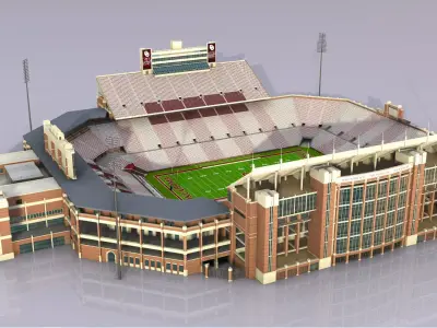 Owen Field Stadium Oklahoma USA Low-poly 3D model