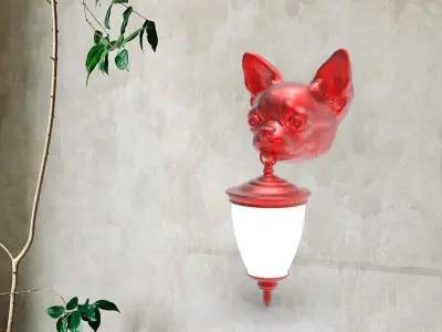 Dog Head Wall Lamp 3D print model buy