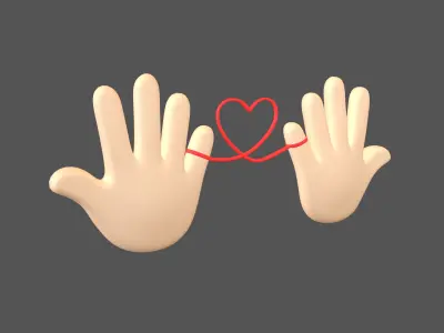 Hand with Red Line Icon v1 002 Low-poly 3D model