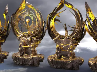 Earth Throne Queen 4 sculptures  3D model