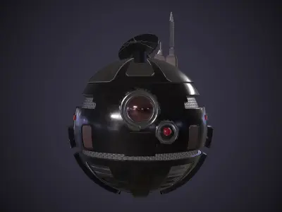 DDB2B spacecraft with radio antenna Low-poly 3D model