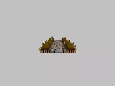 cobbled street section 3 Low-poly 3D model