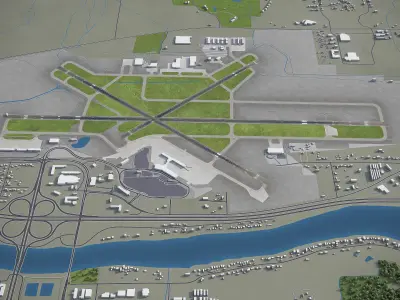 Quad City International Airport - MLI Low-poly 3D model