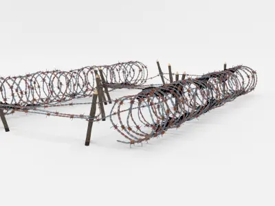 Low Poly Barb Wire Obstacle Low-poly 3D model