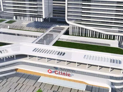 hospital building with Low-poly 3D model