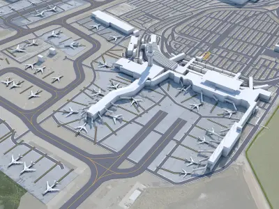 Oakland International Airport 10km Low-poly 3D model