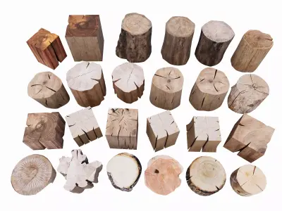 Modern log stumps 3D model