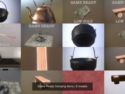 Game Ready Camping Items 3D Model Pack
