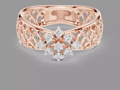  Wire mesh Flower Diamond Ring  3D print model