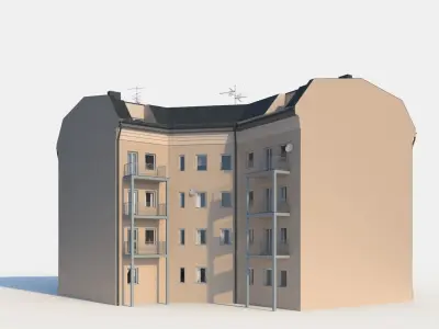 Residential City Building - Corner - 20 - Restaurant 3D model