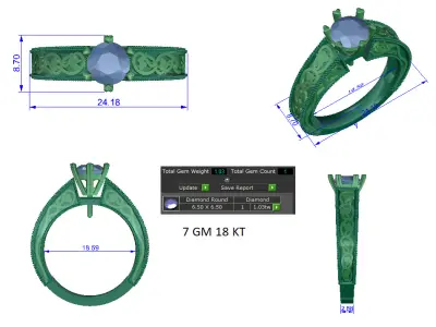 Women Ring  Render 3dm STL OBJ FBX Details 3D print model 60