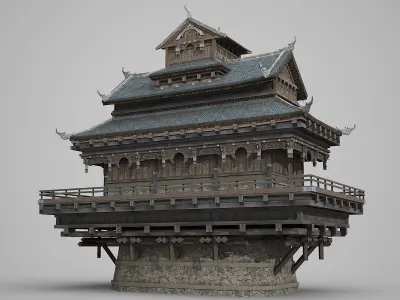 Ancient Chinese architecture Low-poly 3D model