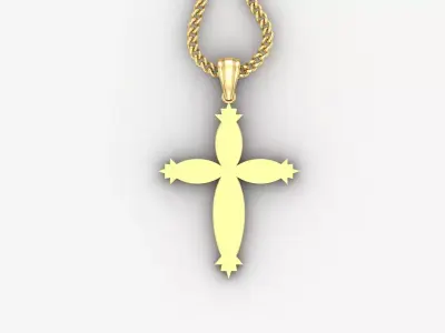 Light Gold 18K Cross Pendant 1CP061 3D print model