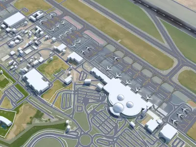 Sharjah Airport 10km Low-poly 3D model