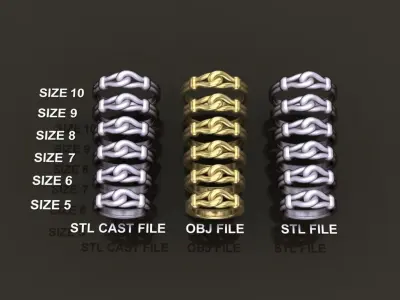 Rope Knot Ring Band Mix Size 3D print model