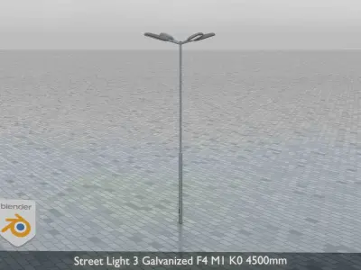 Street Light 3 Galvanized F4 M1 K0 4500mm Low-poly 3D model