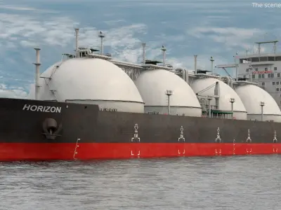  Horizon LNG Carrier Ship with Four Spherical Tanks Red 