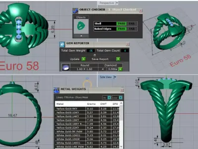 Ring a modern combination of gold and diamonds jr00231 3D print model