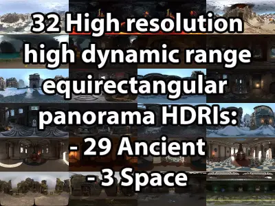 32 HDRIs - Ancient and Space - 8192x4096x32bit hdr Texture