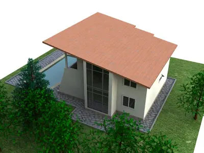 House with swimming pool 3D model purchase