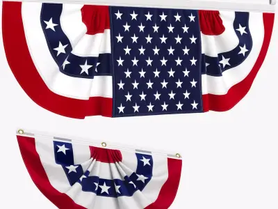 American Flag Bunting Banner Set 3D model