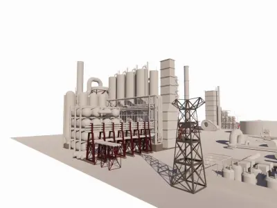detailed and realistic representation of an industrial complex 3D model