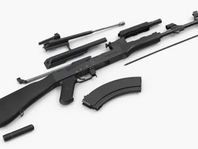  AK 47 Disassembled Black Plastic 