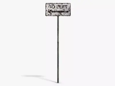 Damaged Go Left Sign Low-poly 3D model