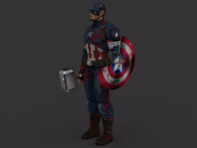 Captain America Low-poly 3D model