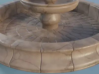 Marble Fountain Low-poly 3D model