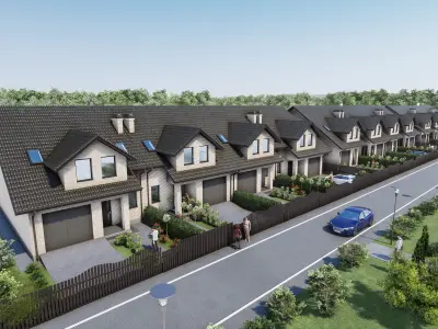  Suburban houses  4 types 3D model
