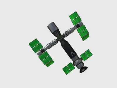 Satellite F01 Steel Green - SciFi Space Design Low-poly 3D model