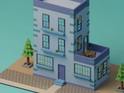 Lowpoly Houses Collection 18 lowpoly Houses 3D Model Pack