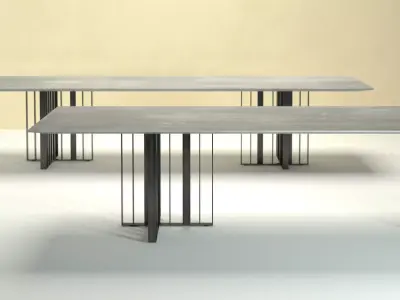 Shade modern dining table with metal legs 3D model