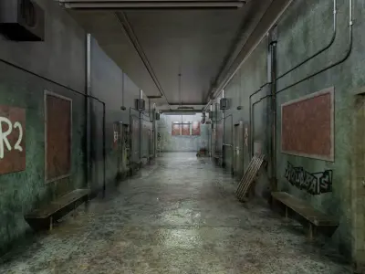 Old Corridor Level-2 Low-poly 3D model