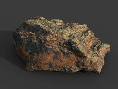 Low poly Brown Moss Rock B 210217 Low-poly 3D model