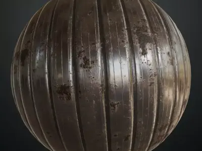 Horizontal Ribbed Galvanized Steel PBR Seamless Texture