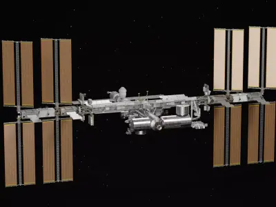 ISS International Space Station - Realistic Highpoly 3D Model Low-poly 3D model