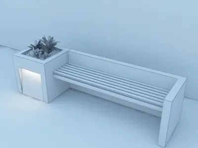 Modern Bench Street  and Garden 3D model