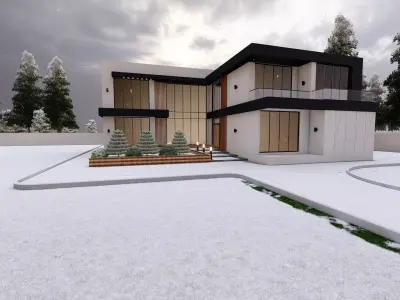Modern Villa Design  Low-poly 3D model