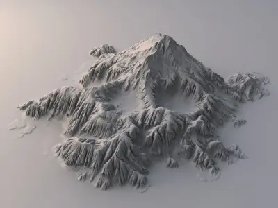 Tropical Island Terrain 10 skull Low-poly 3D model