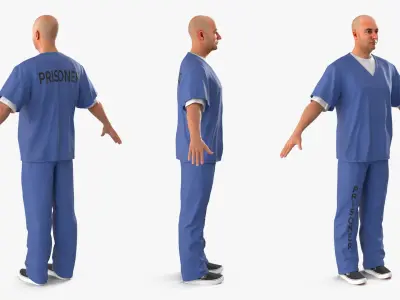  Prisoner in Blue Uniform A-Pose 