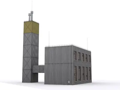 Hangar industrial building Low-poly 3D model from CGTrader