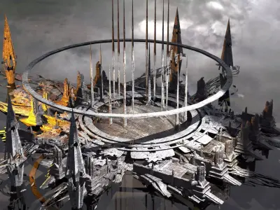 White Sci Fi Palace city Utopia 2 Low-poly 3D model