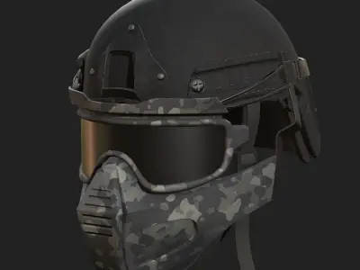 Helmet mask millitary combat soldier armor scifi fantasy  Low-poly 3D model