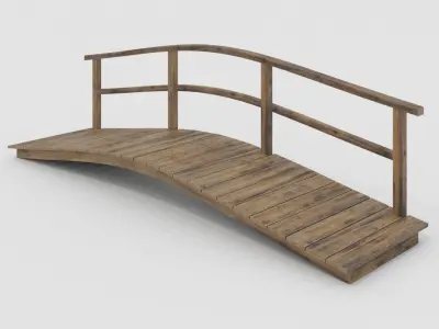  Bridge with one handrail Low-poly 3D model