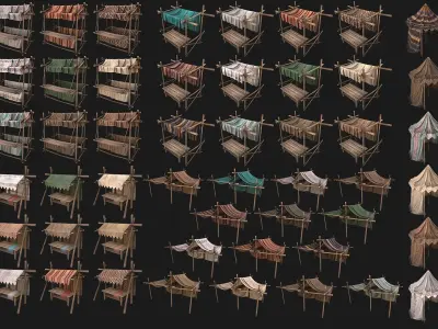 Medieval Market Stalls Tent Pack