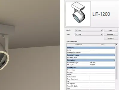 Revit Parametric Track Light Projector Revit Family  3D model