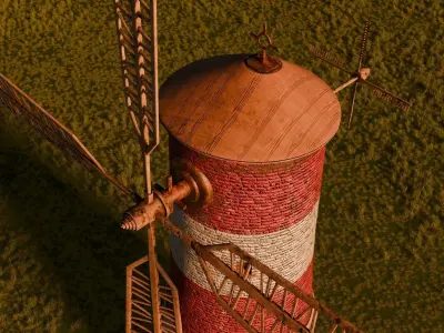 Tower mill windmill PBR model low poly game asset Low-poly 3D model