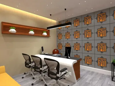 office conference room with walls and chairs 3D model